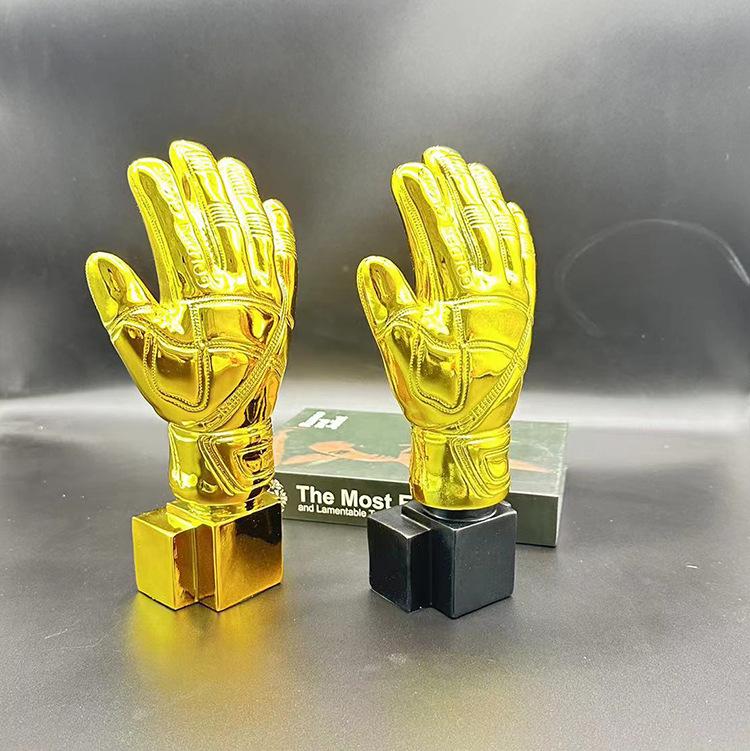 

Golden Goalkeeper Glove Trophy - Football Fan Souvenir and Award Text Fee золотой