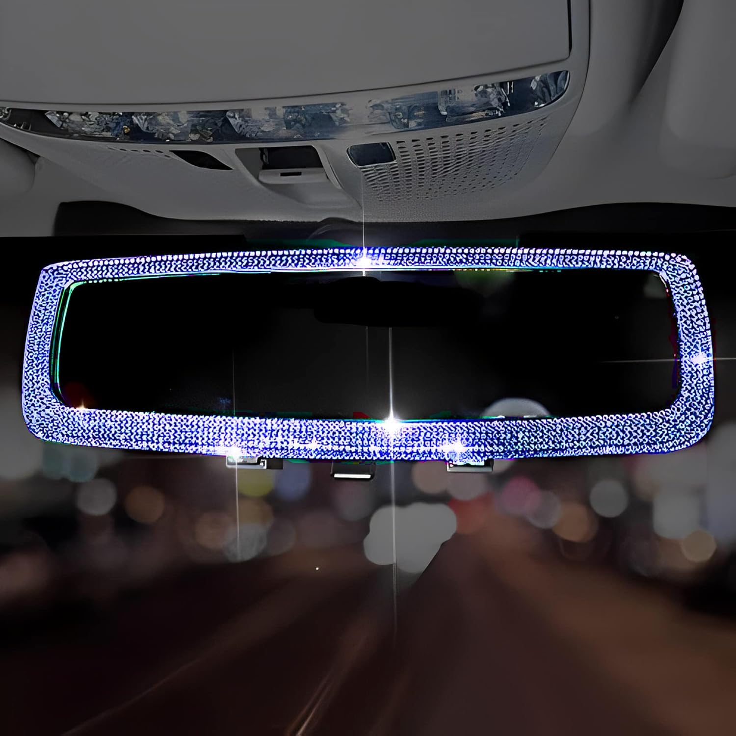 

Bling Rhinestone Car Rear View Mirror with Crystal Diamonds Bling Rhinestones for Women,Car Interior Trim (Pink) синий