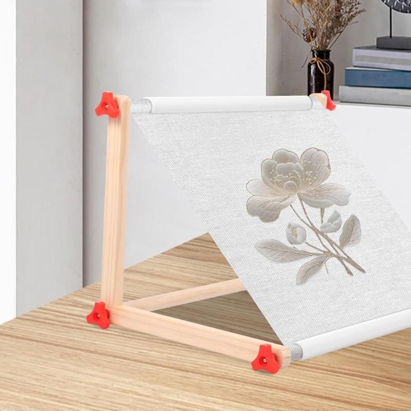 Adjustable Crosses Stitching Stand For Sofa Table Portable Embroidery Frame With Wood Base