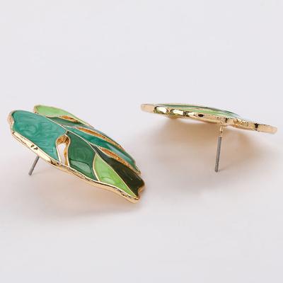 1Pair Retro Exaggeration Enamel Green Pink Leaf Pendant Earrings For Women  Leaves Earrings Aesthetic Wedding Jewelry