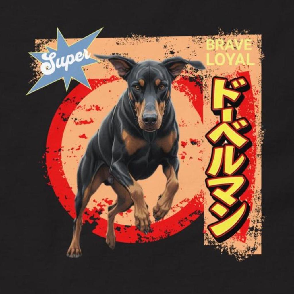 Doberman T-Shirt : Retro Japanese Style Dobermann Tee