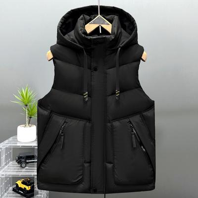 Tallas Grandes L-5XL Moda Invierno Hombres Chalecos Sin Mangas con Capucha Abrigo Grueso Hombre Chaleco Cálido
