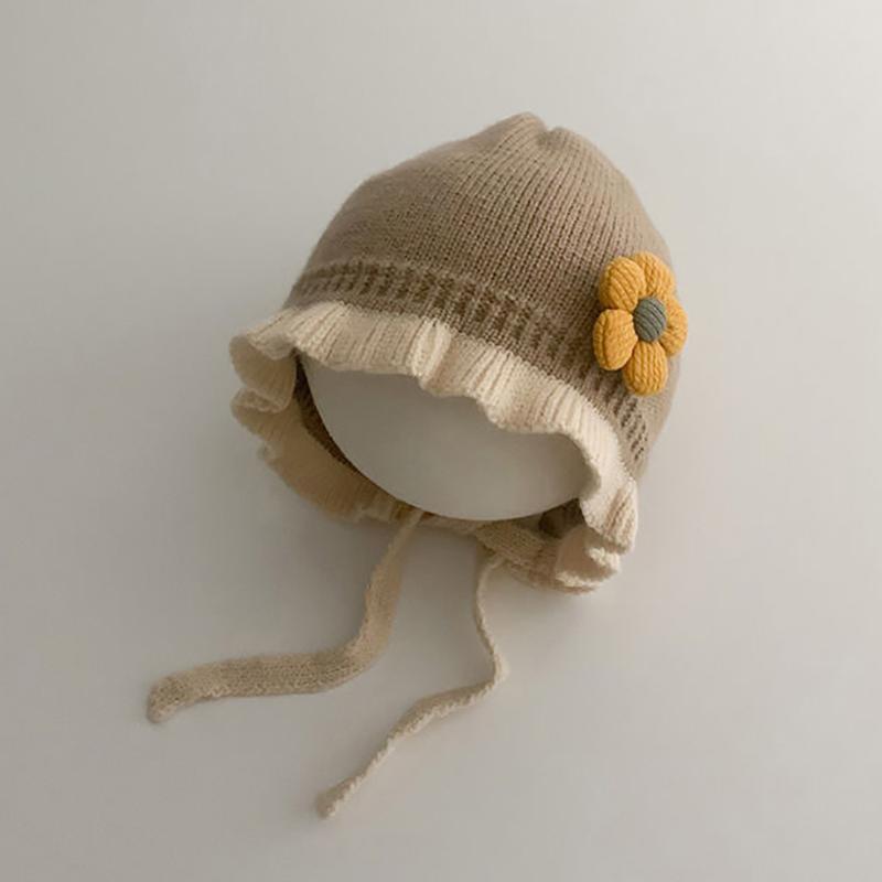 Autumn Winter Ear Protection Baby Hat Warm Windproof Knitted Kids Lacing Cap Infant Boy Girls Beanie Bonnet Enfant