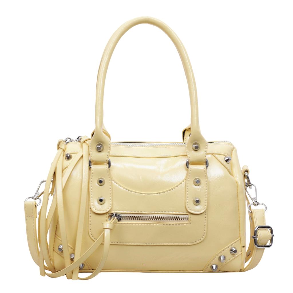 Borsa a Spalla Grande Capacità Monocolore Vintage