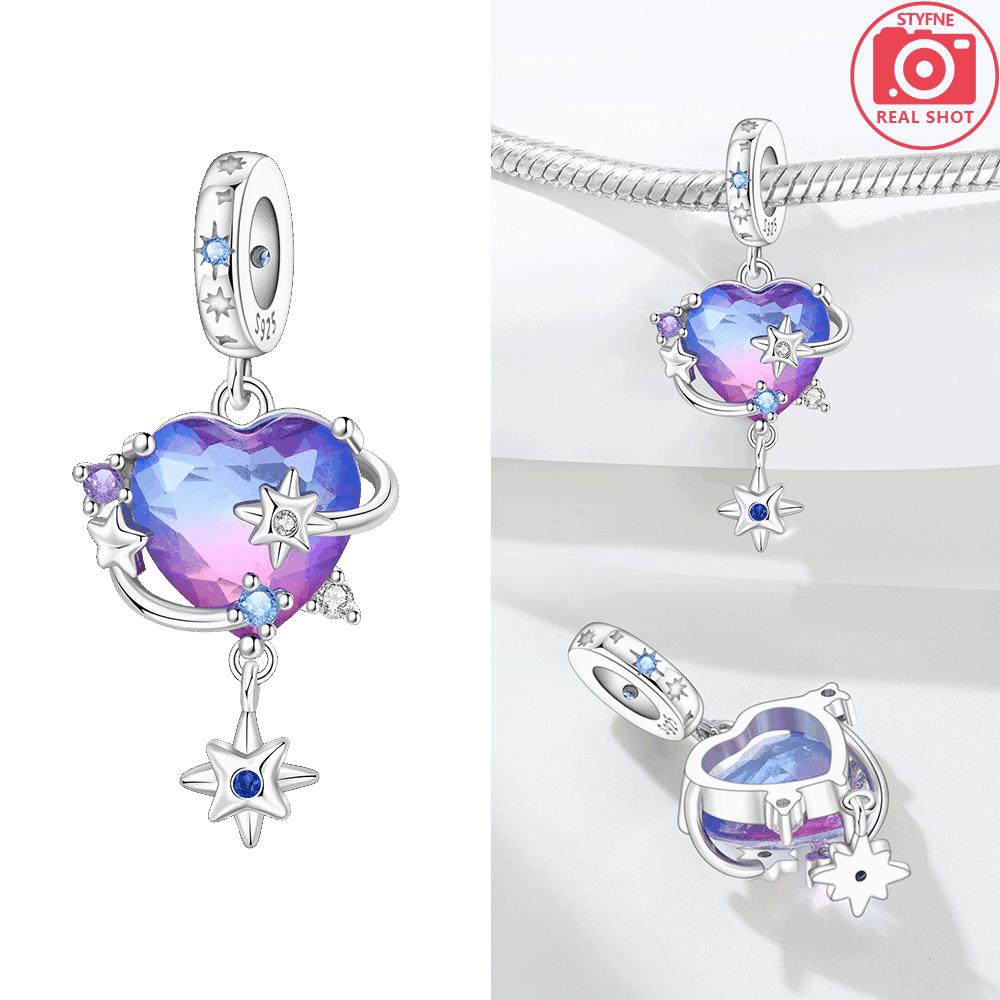 

Оригинальные шармы Медь Сердце любви Планета Подвеска Фиолетовый Хвост русалки Подвеска Бусины Подходят для браслета Женские украшения DIY Подарок