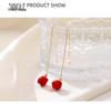Banyan Tree S925 Silver Heart Knot Festive Long Red New Year Earrings for Women