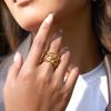 New Openwork Lace Adjustable Opening Ring Metal 18 K Plated Statement Trendy Jewelry Bagues Pour Femme Gift