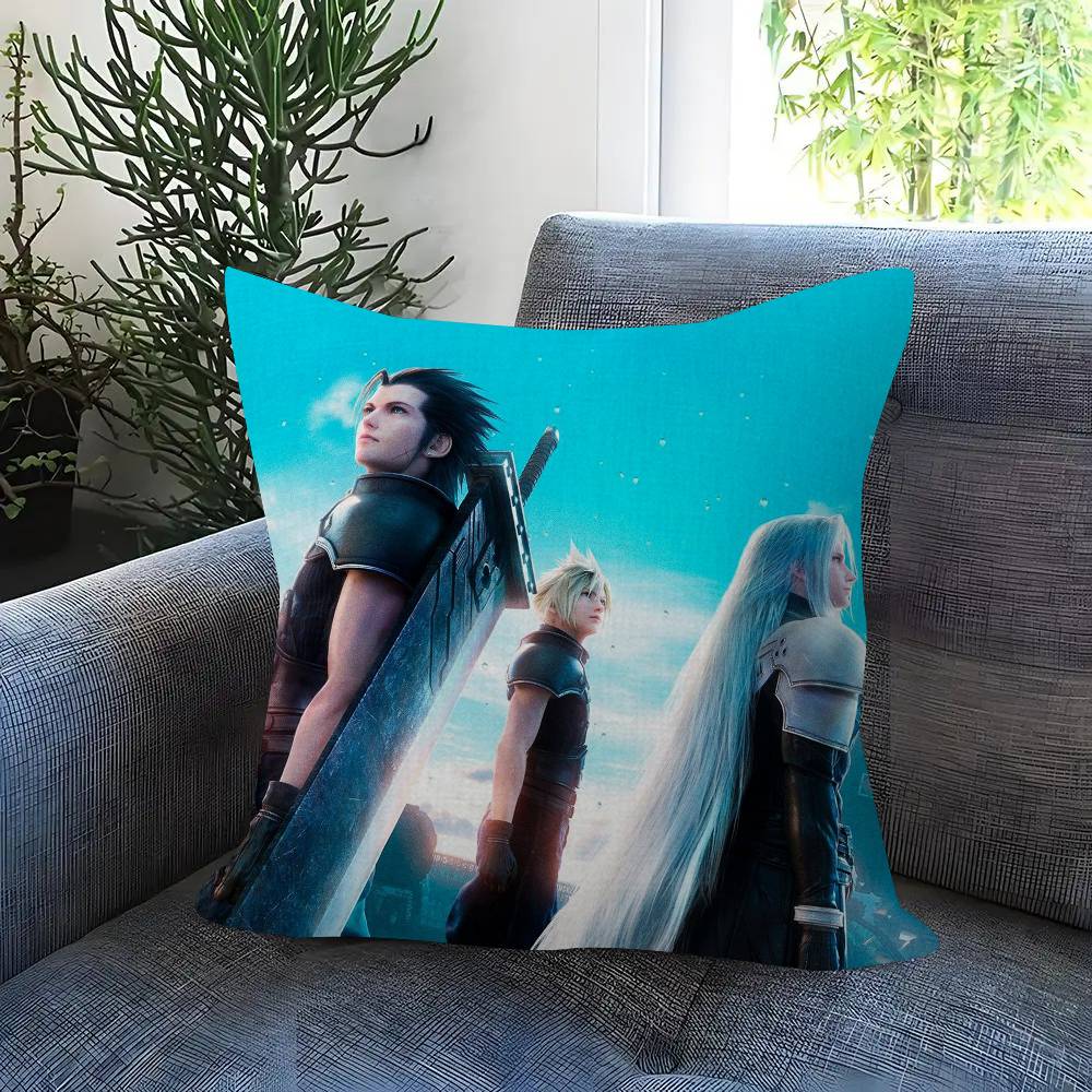 Game F-F-Final Fantasy 7 Double-Sided Printed Pillow Cover Short Plush Suitable Living Rooms Bedrooms Sofas Throw Cushion Cover