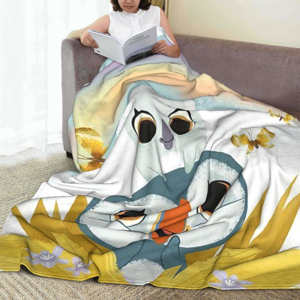 Flannel Throw Blanket Puffin Rock Cartoon Warm Plush Blankets Soft Bedspread for Bed Living Room Home Travel Couch