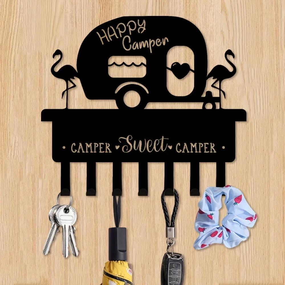1pc Key Holder Wall Mounted, Camper Key Holder For Wall Decorative Metal Key Rack Hanger With 7 Hooks