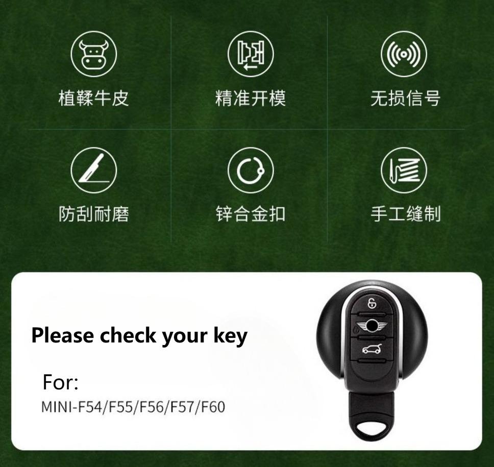 Leather Key Pouch For Mini Car Key Cover And Mini Cooper Key Shell F54 F55 F56 F60 Chain