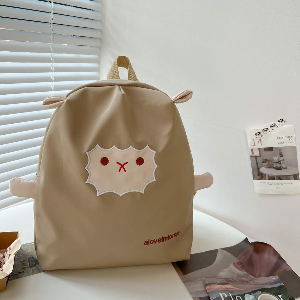 Cute And Simple Canvas Backpack For Boys And Girls Adorable Lamb Face Design
