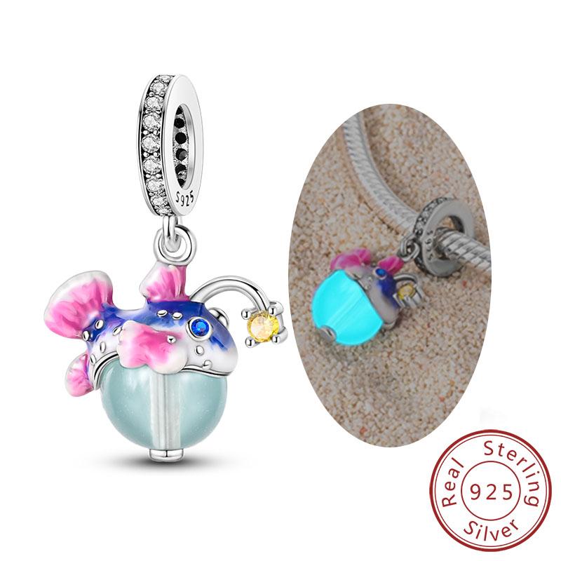 New Copper Charms Beads Pendants Summer Ocean Turtle Beach Fruit Shell Blue Charm For Women Bracelet Jewelry Gift