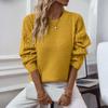 Women's Fashion Casual Round Neck  Twists Knitwear Solid Color Pullover Long Sleeve Loose Sweater