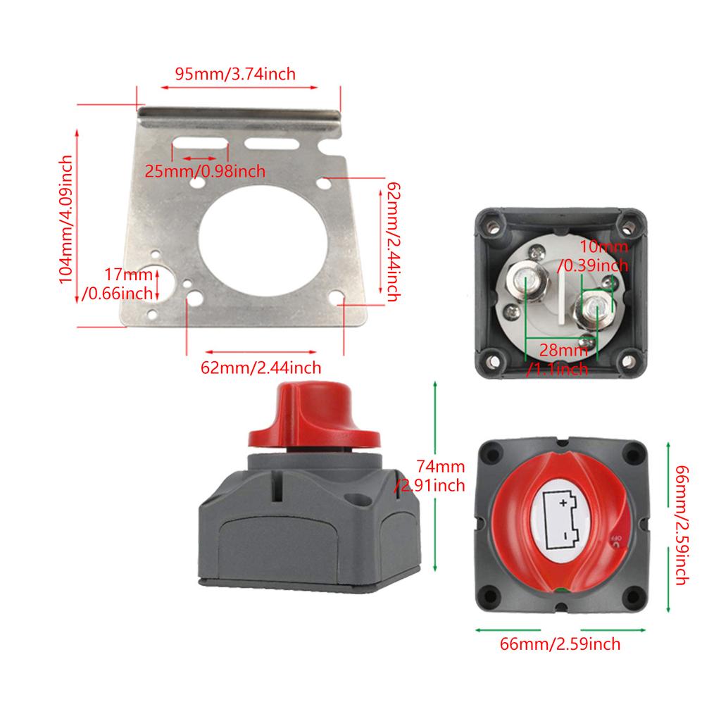 Boat Battery Selector Isolator 12V-48V 275A Battery Disconnect Rotary Switch Circuit Cutter Rotary Cut On Off Switch