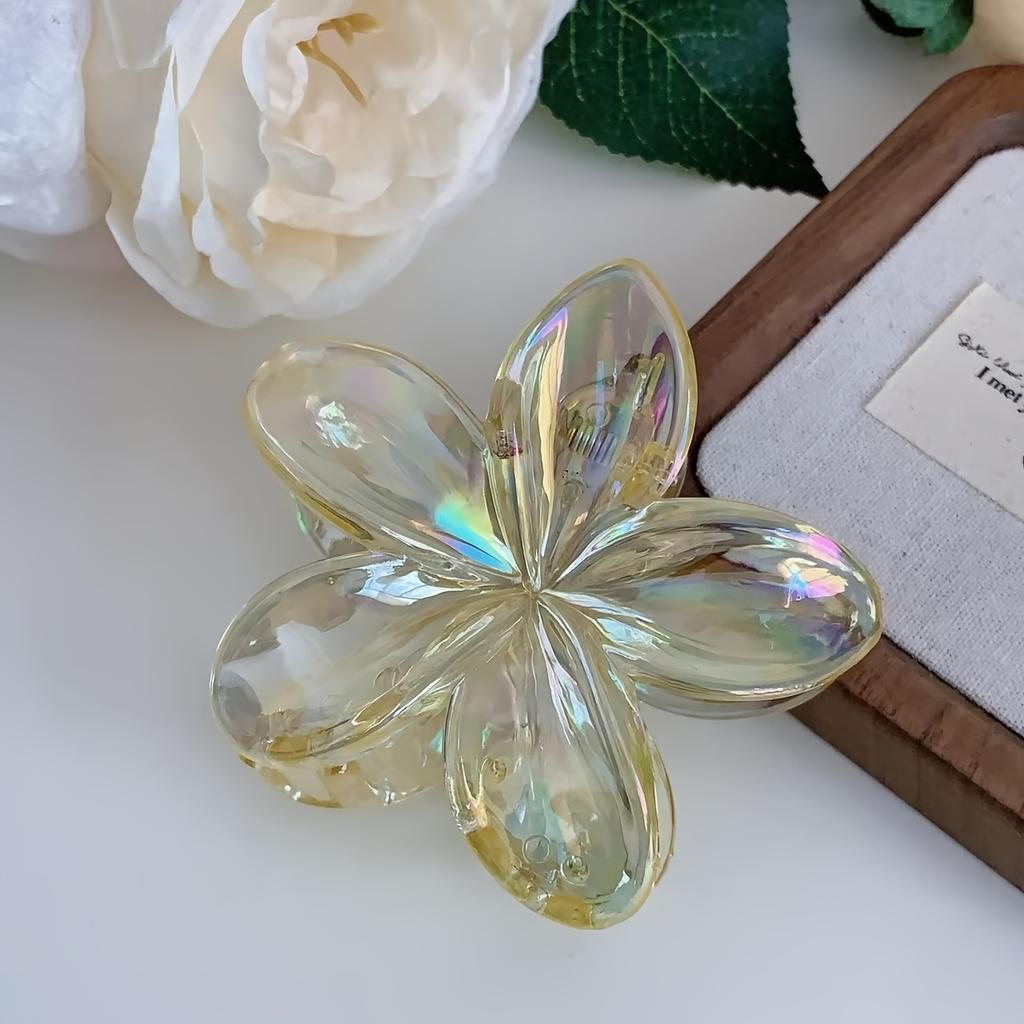 6 Stück durchsichtige Farbverlauf-Blumen-Haarspangen, Harz-Anti-Rutsch-Design, perfekt für das Haarstyling und als Urlaubsgeschenk.