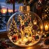 Winter Wonderland Decorations Lighted Clear Christmas Ball Ornaments, Cute Santa Claus/Tree/Snowman/Angel Figure Inside Warm Light Holiday