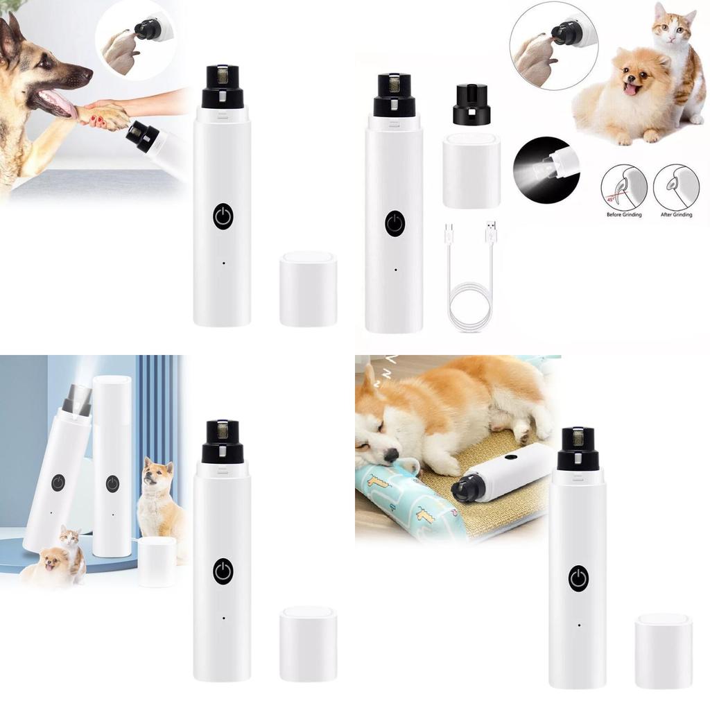 White Abs Electric Nail Clipper For Dogs With Led Light Ideal For Pet Grooming