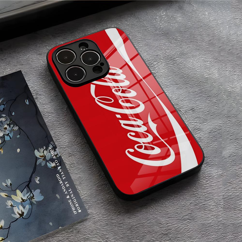 

Чехол для телефона C-coca и C-Cola для IPhone 17 Air 16 E Pro Max 15 14 13 Mini 12 Pro 11 Max Plus Черная стеклянная крышка iPhone 14