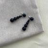 Elegant French Black Agate Gradient Beaded Stud Earrings - Autumn/Winter Cold Style
