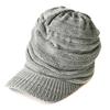 CHARM Brimmed Knit Hat Large Knit Hat Cotton Knit Newsboy Cap (Men's/Women's) Spring/Summer (Free Size/Mixed Gray)