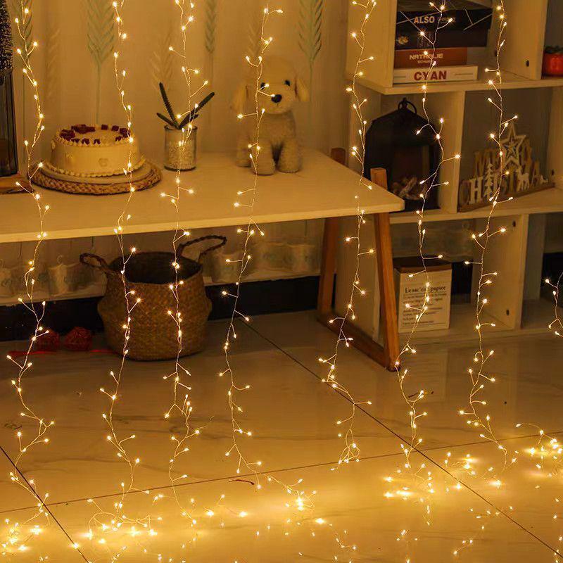 European Standard LED Firecracker Curtain: Christmas & Room Decoration Colored Lights with Atmospheric Solar Light Strips.