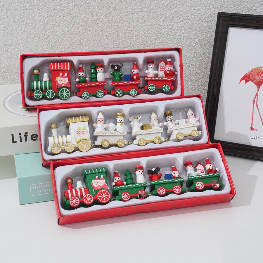 Wooden Christmas Train Decor: Festive Home & Window Display Gift