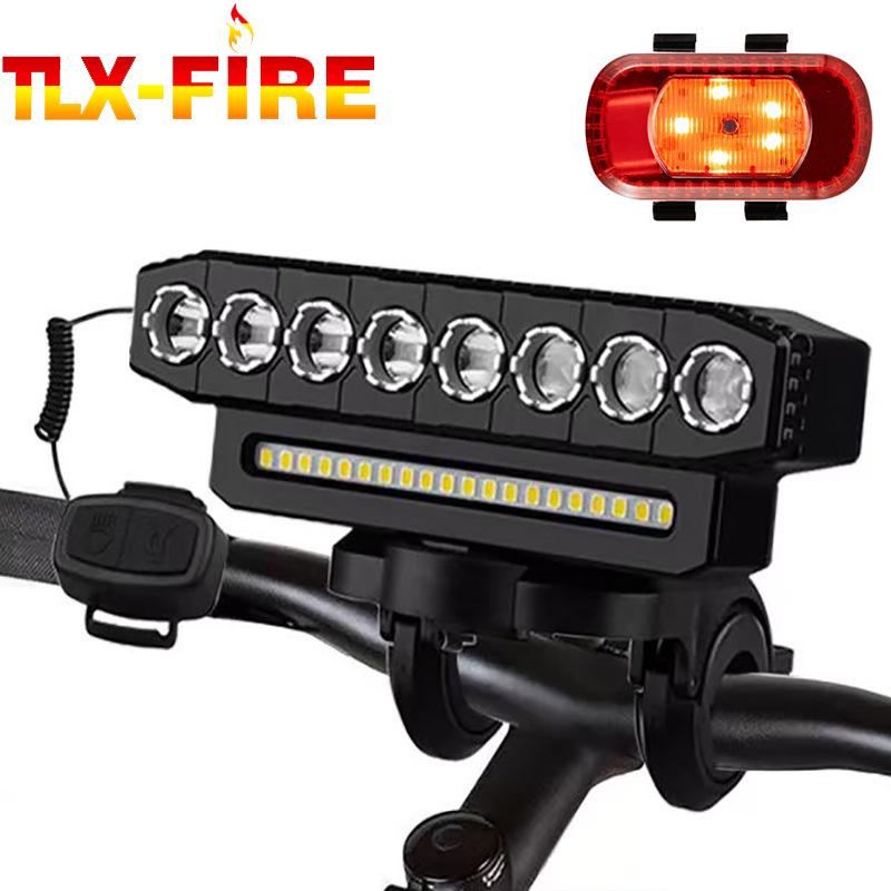 

Яркая 8-светодиодная велосипедная фара с гудком: Вращающийся ABS, Дальний/Ближний свет для ночной езды