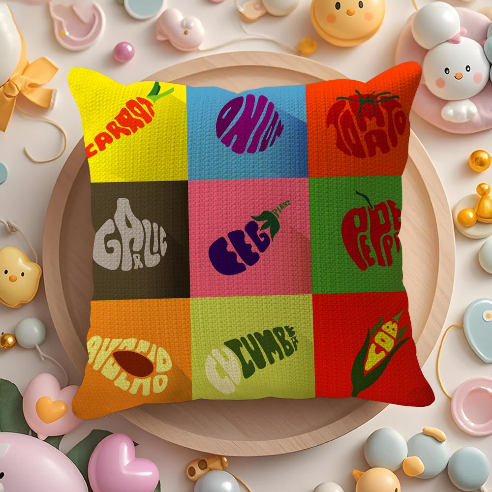 Creative Letters Fruit Prints Pillow Case Pattern Printed Pillowcase for Living Room Sofa Cushion Cover Bedroom Decor
