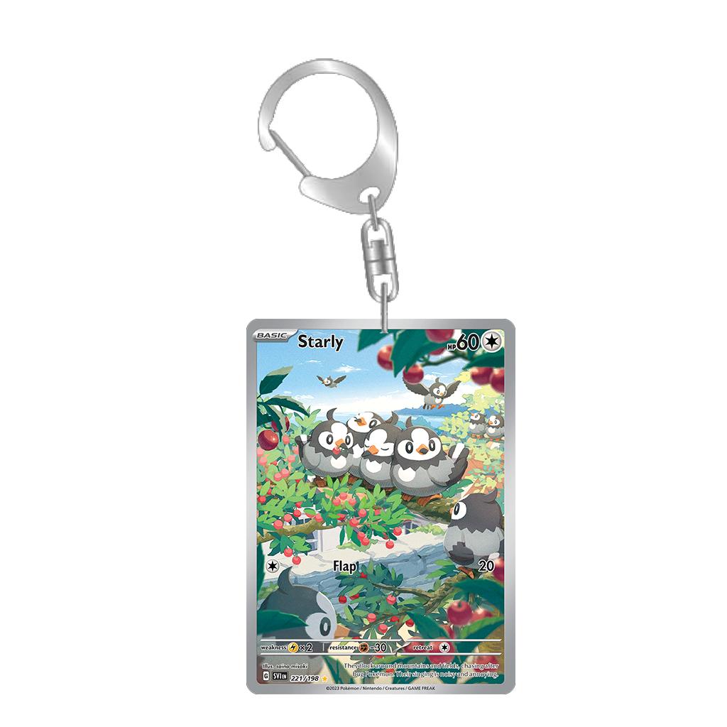 Anime Cartoons Acrylic Key Buckle for Mew Raichu Starly Braixen Skitty Eevee Evolutions Team Rocket Self-Made Card Key Ring Gift