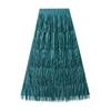 Qooth Women Tassel Splicing Pleated Skirt Elegant Elastic Waist All Match A-line Long Skirt For Spring Summer QT2140