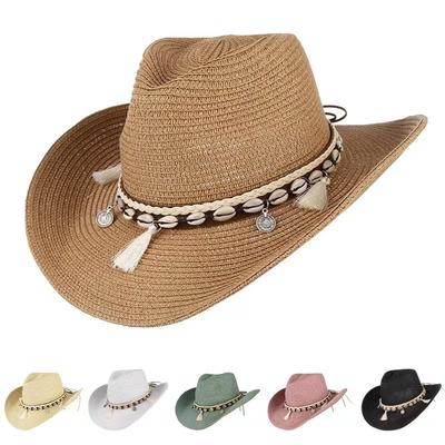Summer Straw Cowboy Hat Women Fashion Cowgirl Straw Hat Solid Caps Women Summer Cowboy Sunshade Jazz Hat Panama Men Sun Hat