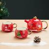 Special Gold-plated Tea Set Christmas Gift One Pot Two Cups Christmas Tea Pot Set Coffee Cup Saucer Teapots Teaware
