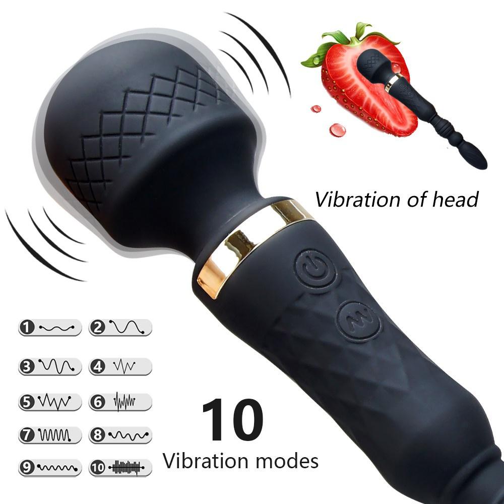 Magic Wand Vibrator Big Heads AV Body Massager G Spot Clitoris Stimulator USB Charging Female Masturbator Sex Toys for Woman