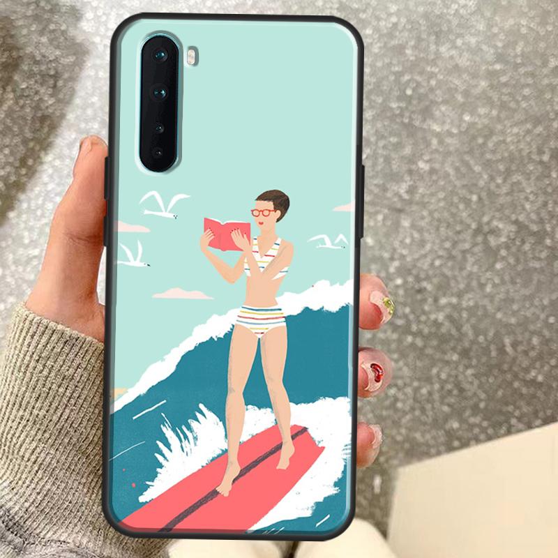 Surfboard Surfing Surf Girl Case For OnePlus 15 15R 13 13R 13T 12 12R 11 10 10R 10T 8T Nord CE 5 4 2 3 Lite N20 N30 Coque
