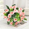 Artificial Bouquet Small Handle Rose Eucalyptus Leaves Home Decor Living Room Decoration Wedding Garden Simulated Flowers