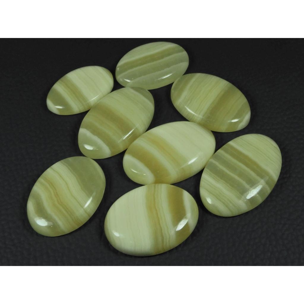 250Cts. Natural Yellow Lace Agate Oval Cabochon Loose Gemstone 08 Pcs Lot C-3897