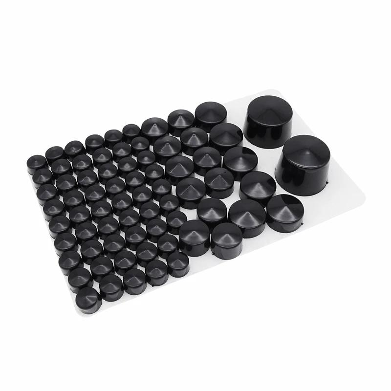 75 Pcs/Set Motorcycle Bolt Toppers Cover Black/Silver Chrome Cap With 5 Screw For Harley Road Glide FLT Road King FLH 2007-2013