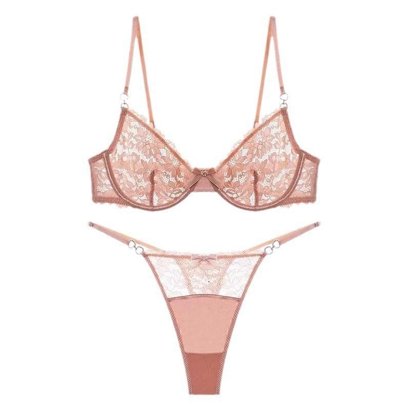 Sexy Lingerie French Ultra-thin Lace Underwear with Large Breasts and Small Anti-sagging Bra Cover for Women