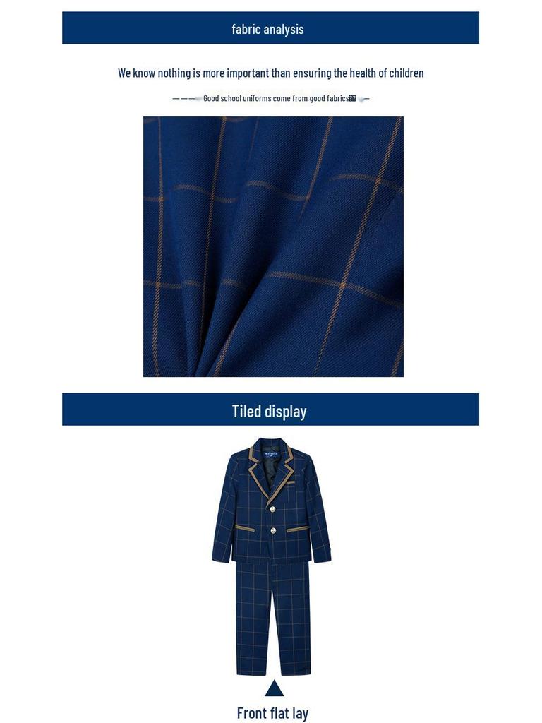 British College-Style Kindergarten & Primary School Uniform Set: Spring/Autumn Suit for Boys & Girls, Three-Piece.