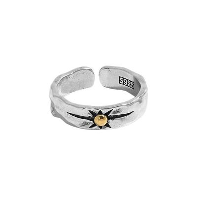 Ring Niche Design Sunflower Retro American Minimalist Style Hip-Hop Personality High-End Men's Trendy Open Index Finger Ring