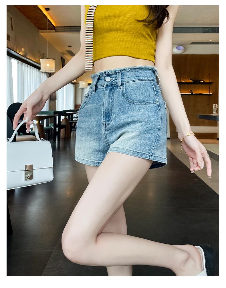 Sweet & Spicy Age-Defying Slim-Fit High-Waisted Denim Shorts with Bowknot Embroidery, Trendy A-Line Summer Straight-Leg Hot Pants for Women