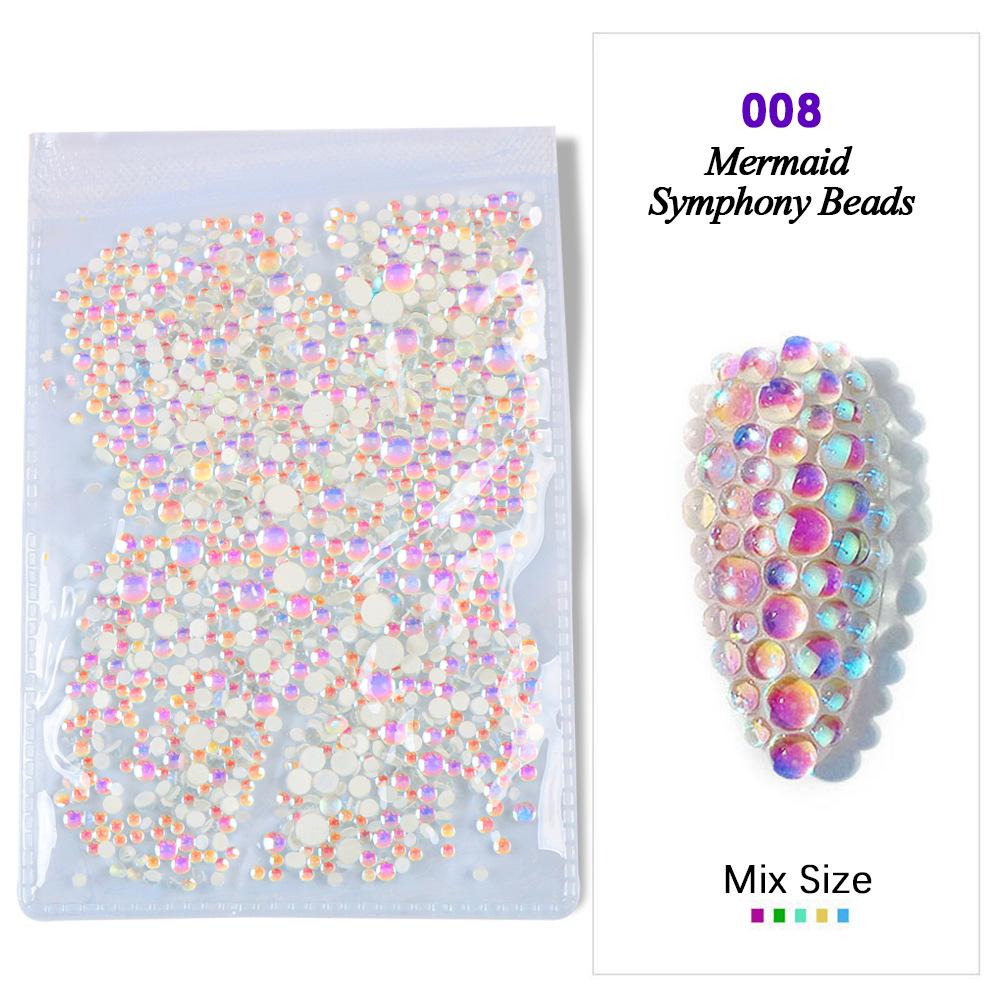 Symphony Nail Art Mermaid Glass Bead Aurora Candy Color Nail Art Trinket Diy Nail Art Nail Drill