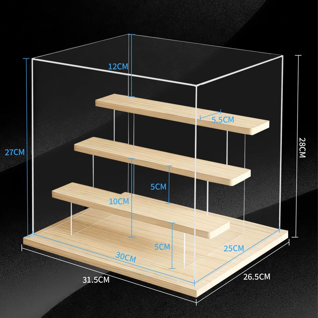 PakOne Drewniana Figurka Kolekcjonerska Przechowywanie Przezroczysty Wyświetlacz Stackable Przezroczysty Akrylowy Wyświetlacz Szklany Przechowywanie Przechowywanie Otwieranie Drzwi Magnetycznych Anime