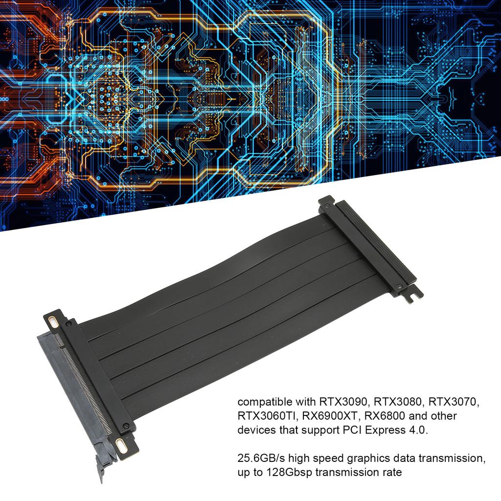PCIE 4.0 X16 Extender Right Angle 128Gbps Anti Interference Plug and Play GPU Extension Cable for Graphic Card