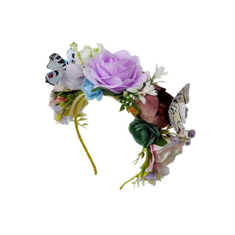 Beautiful Cloth Fabric Flower Headband Hair Hoop With Butterfly Detail For Women Girls Special Event And Daily Use