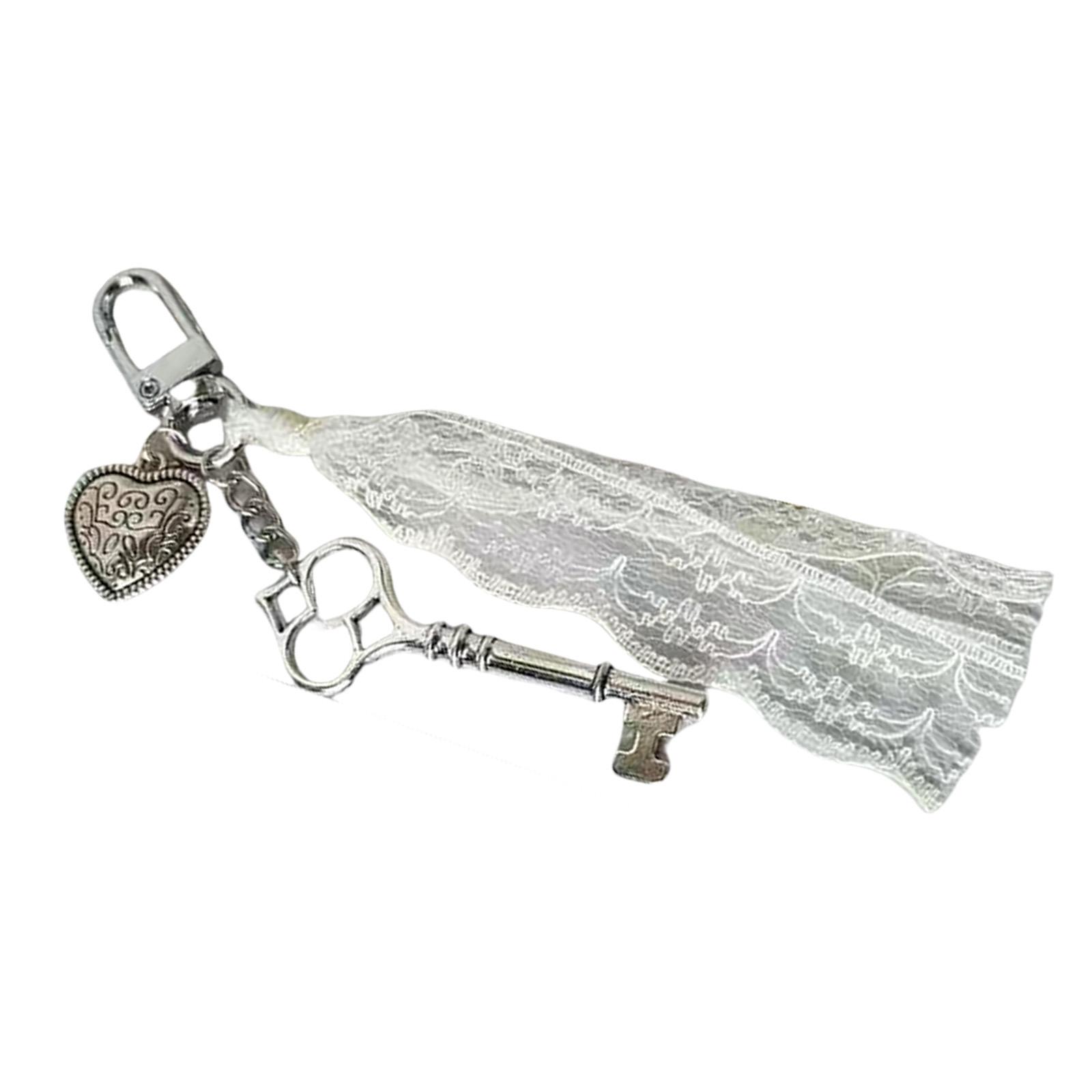 

Модний сплавний брелок з підвіскою у формі серця кохання, мереживною підвіскою-шармом, кільцем для ключів, підвісною прикрасою для сумки для жінок і дівчат білий