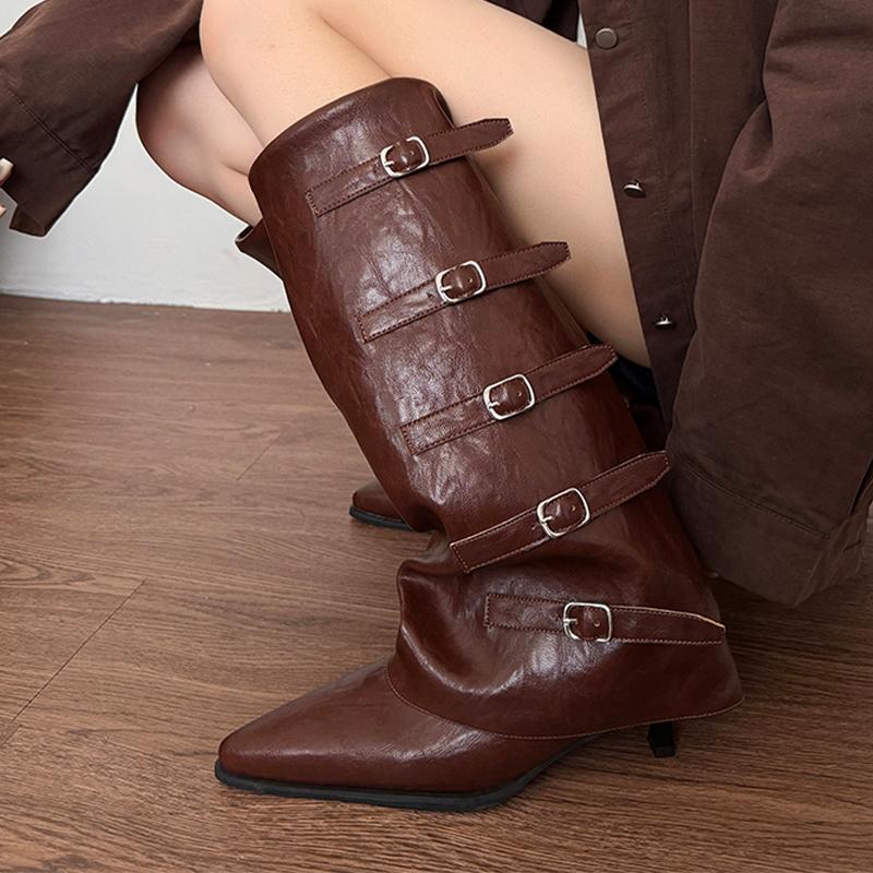 Women's High Boots High Heels Sexy Shoes Pointed Toe Luxury Dress Knee High Boots 2025 Winter Luxury Botas Para Mujer