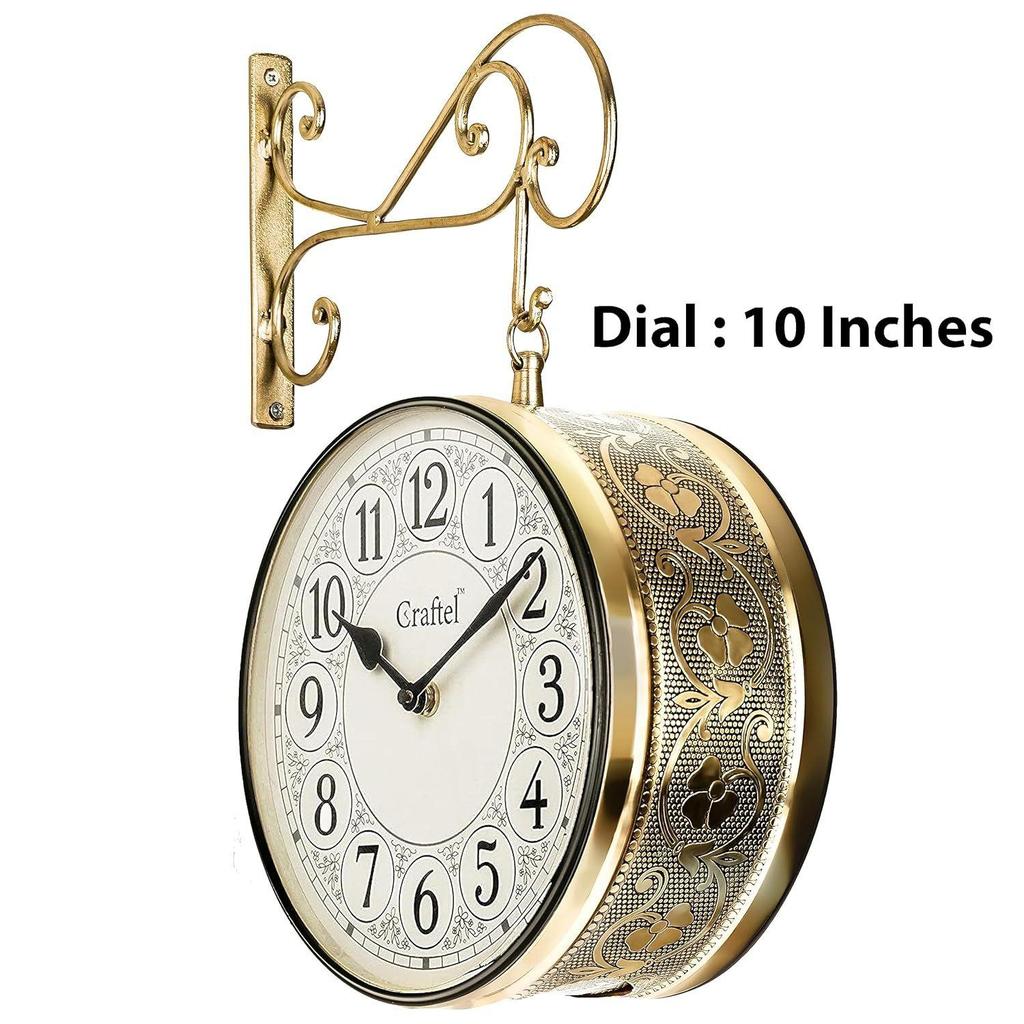 Kovové analogové oboustranné vintage nádražní nástěnné hodiny pro domov