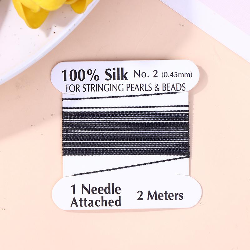 2# 0.45Mm 10Szt./Worek Ręcznie Robiony 100% Naturalny Jedwabny Sznurek Lina Z Nawlekaną Jedwabną Nicią Igła Końcówka Jedwab Do Tworzenia Biżuterii DIY